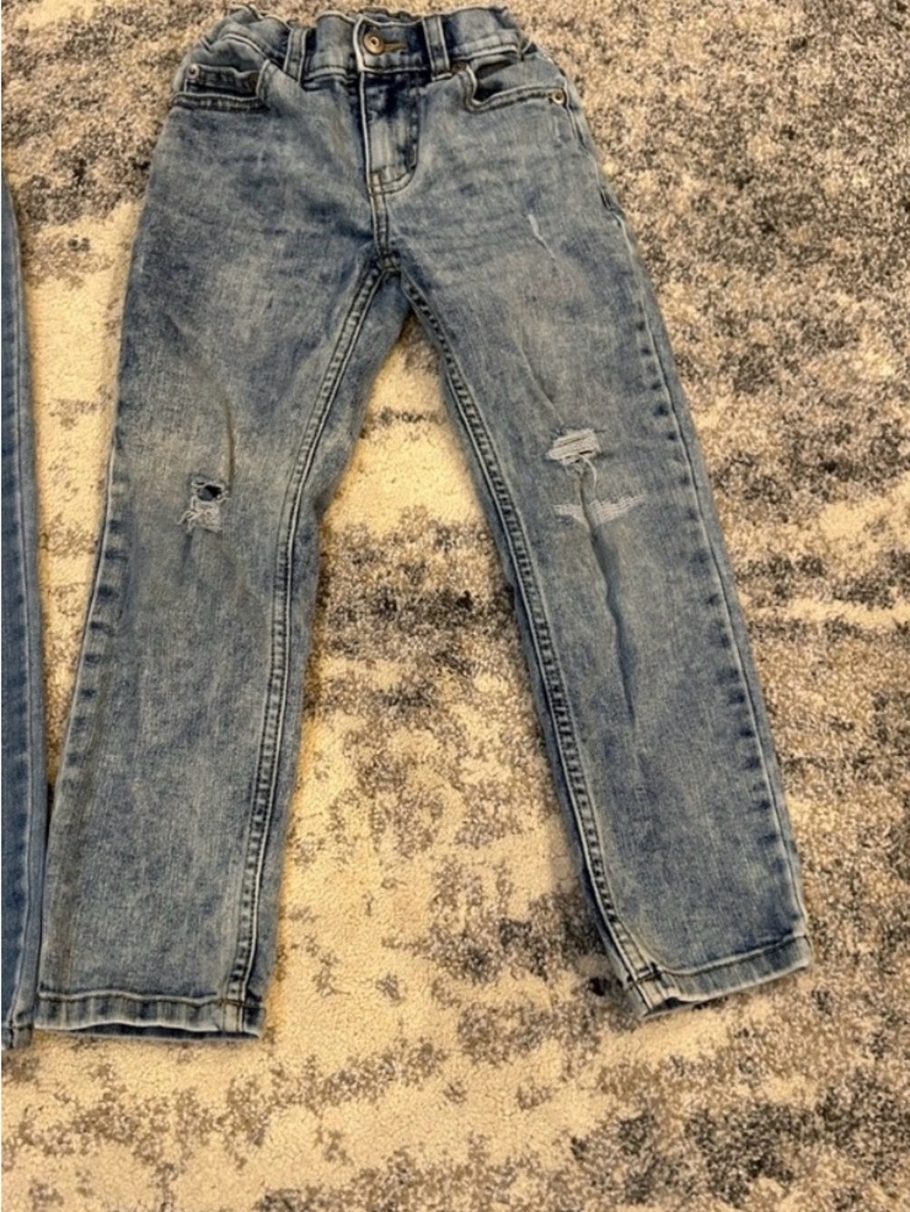Girls Distressed Straight-Leg Jeans size 6 with adjustable waist